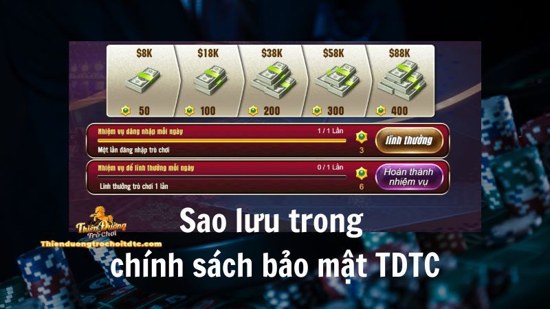 Sao lưu trong chính sách bảo mật TDTC